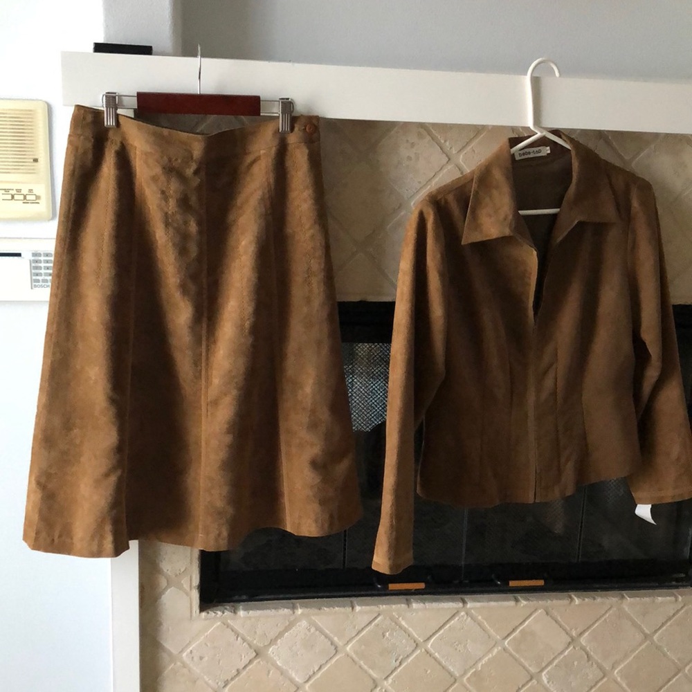 Suede skirt and jacket set